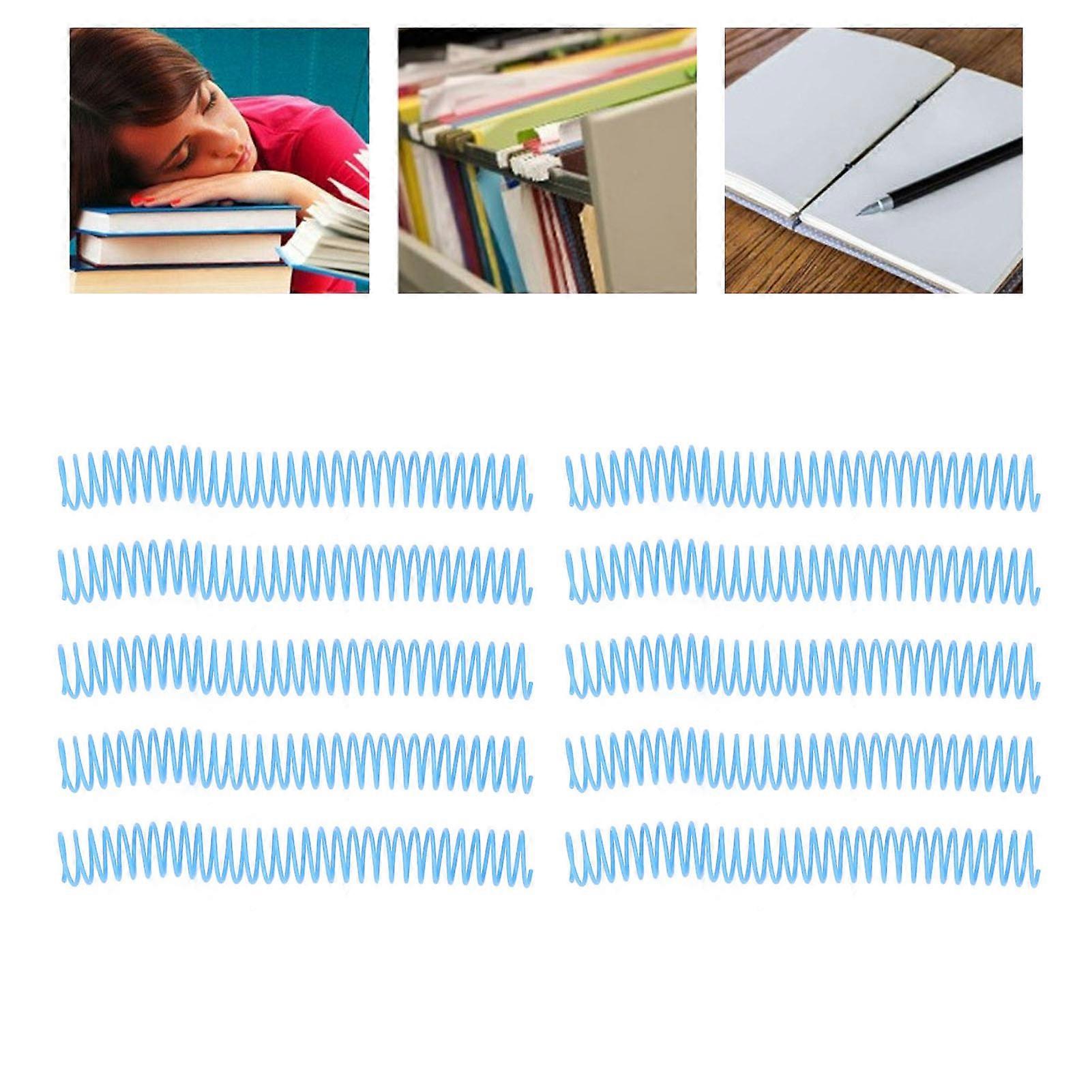 10Pcs Spiral Binding Coil Large Capacity Spine Comb 29mm Inner Diameter 30 Holes Set Kit Blue 
