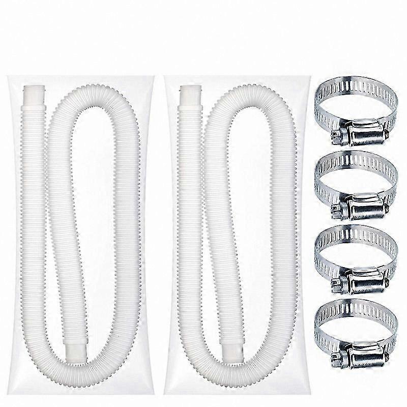 Swimming Pool Pump Hose Replacement Kit, 2 Tubes and 4 Buttons for Filter System Connection