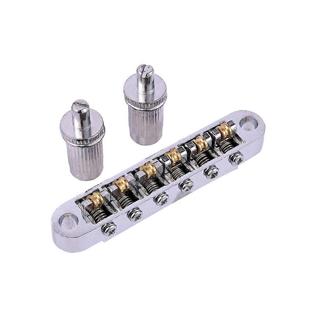 Guitar Roller Saddle Bridge Accessories with Post Hole Replacement Set Lock Tail-Piece Tailpiece for 6-String Guitars