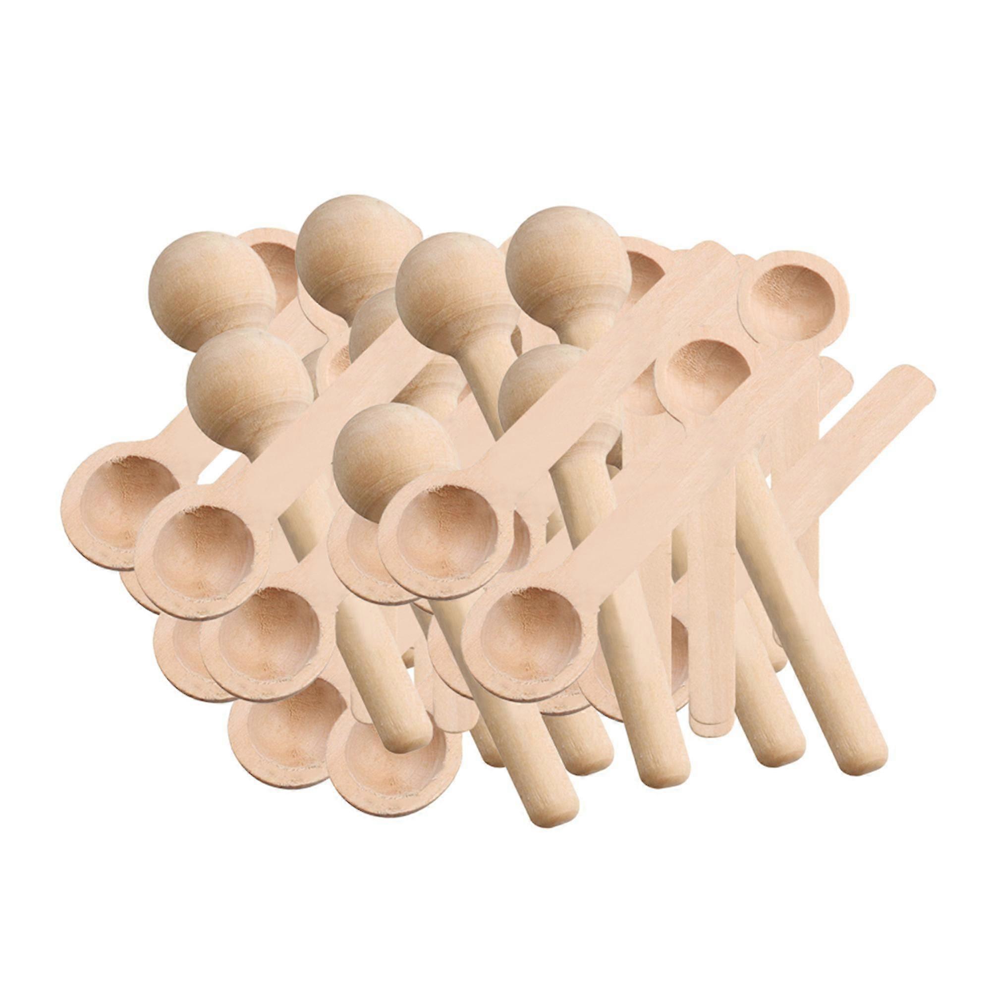 50Pieces Mini Wooden Spoon for Sugar Salt Spices Chicken Cooking Tool