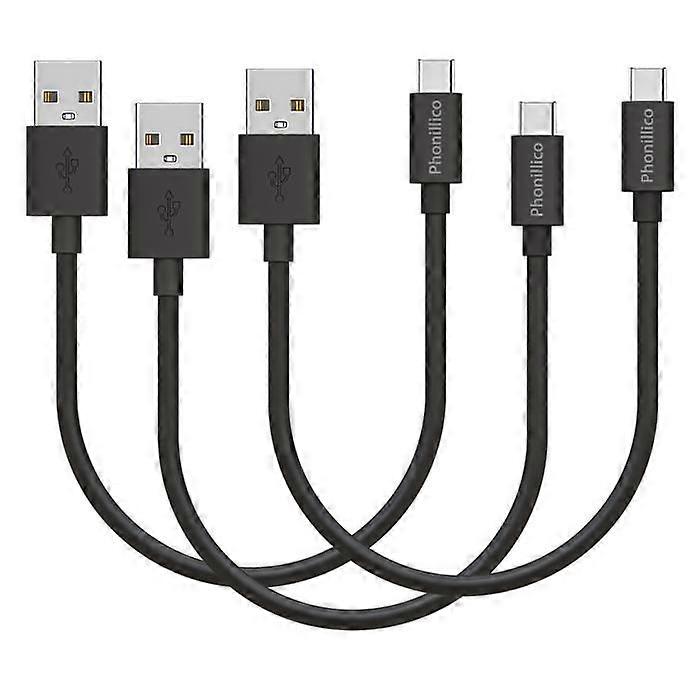 Lot of 3 Black 20cm USB-C Cables for OnePlus 11 5G / OnePlus 12 5G Phonillico®