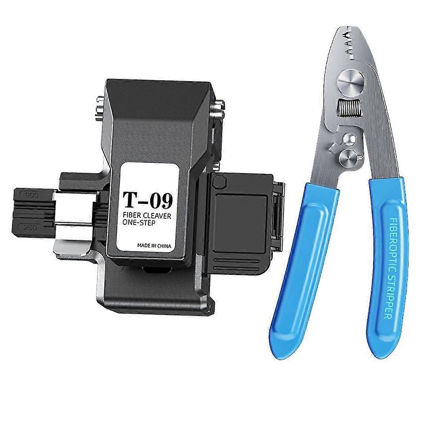 T-09 One-Step Fully Automatic Fiber Optic Cleaver+Pliers Kit Black