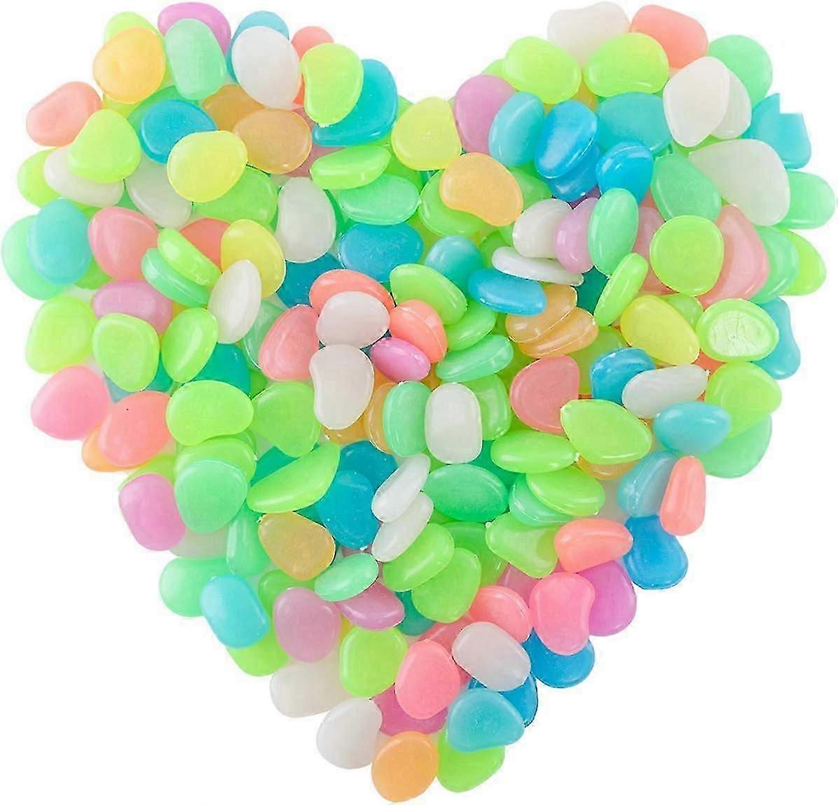 200 pieces of luminous pebbles, fluorescent stones, colorful luminous stones, night stones, for aquarium garden decoration