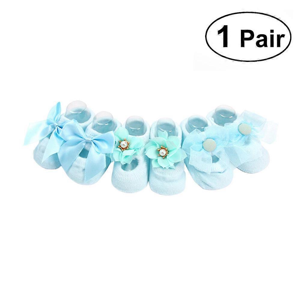 Anti Slip Baby Socks Cotton Floor Socks for Baby Use 1Pair Blue