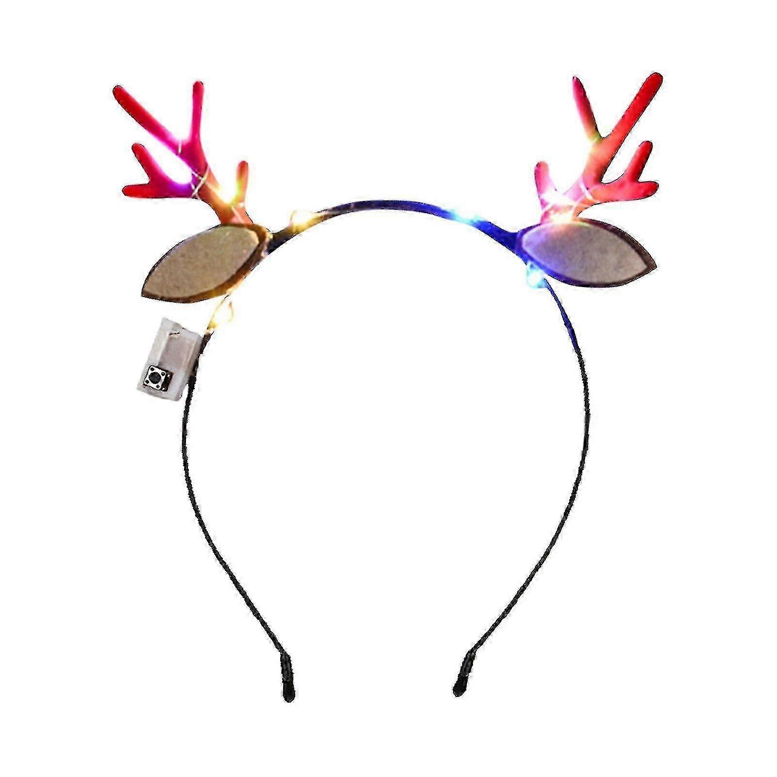 Cute Antler Luminous Headband With Led Light Head Band For Kids Aldult Christmas Decorations Hairband Headwear Hair Accessories a