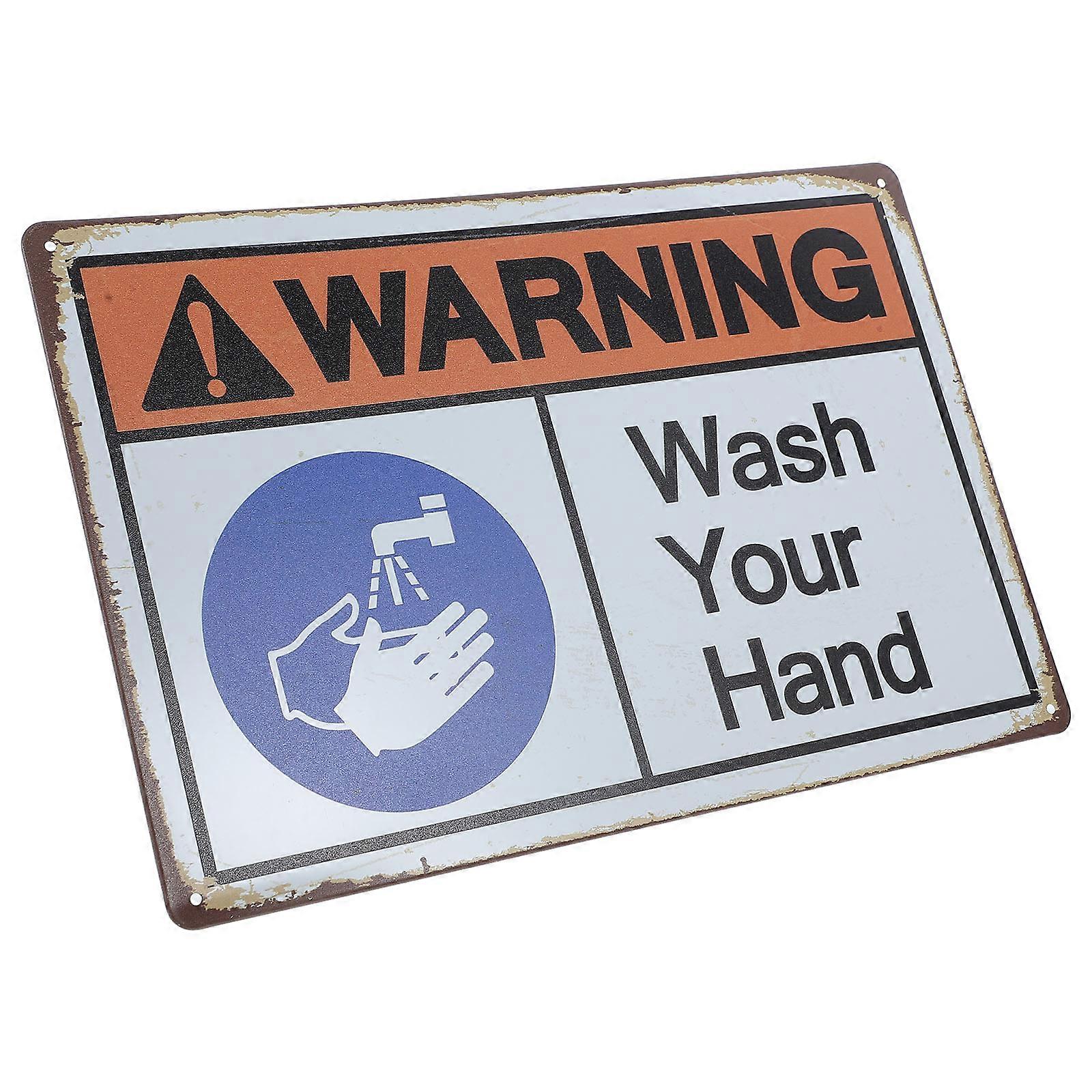Wash Your Hands Sign Safety Warning for Toilet Made of Iron