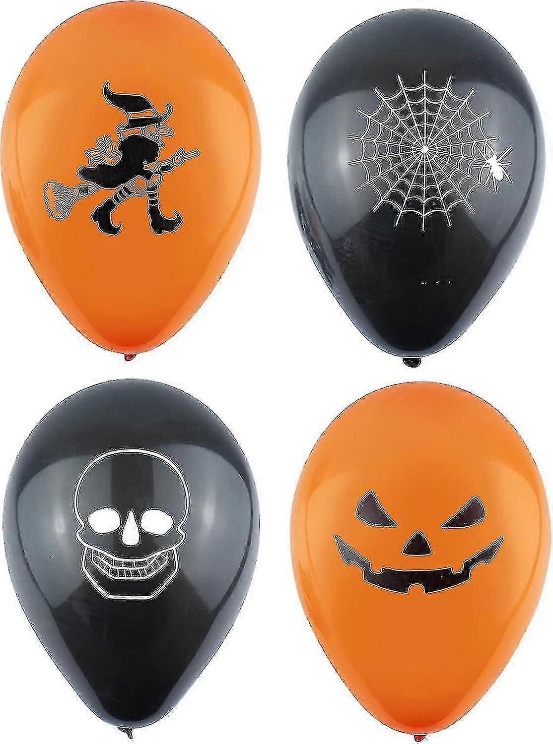 Halloween Balloons 12pk - Black And Orange Decoration Set