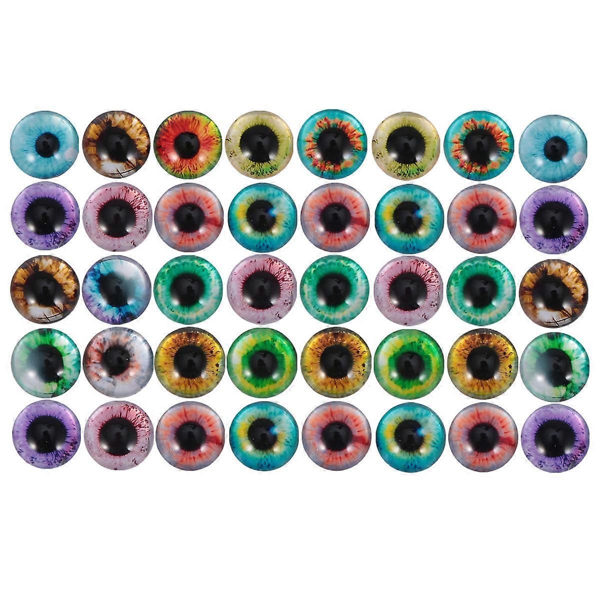 50Pcs 10MM Glass Patches Decorative Hemisphere Eye Pattern For Jewelry Craft Projects Assorted Color