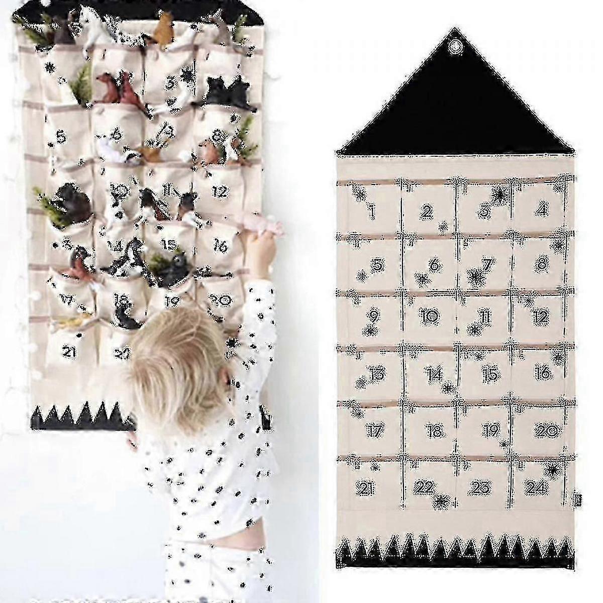 24 Advent Calendar Christmas Countdown Xmas Hanging Pockets Gift