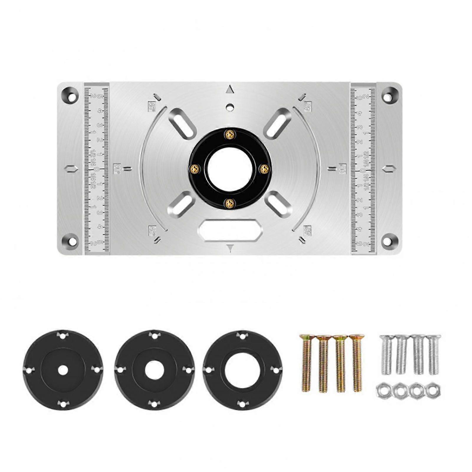 Trimming Machine Flip Board Aluminum Alloy Woodworking Router Table Insert Plate for 45x5565x70mm Base Screw Spacing