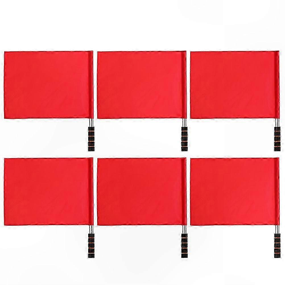 6Pcs Handheld Red Signal Flags for Referee Use in Traffic and Sports Events