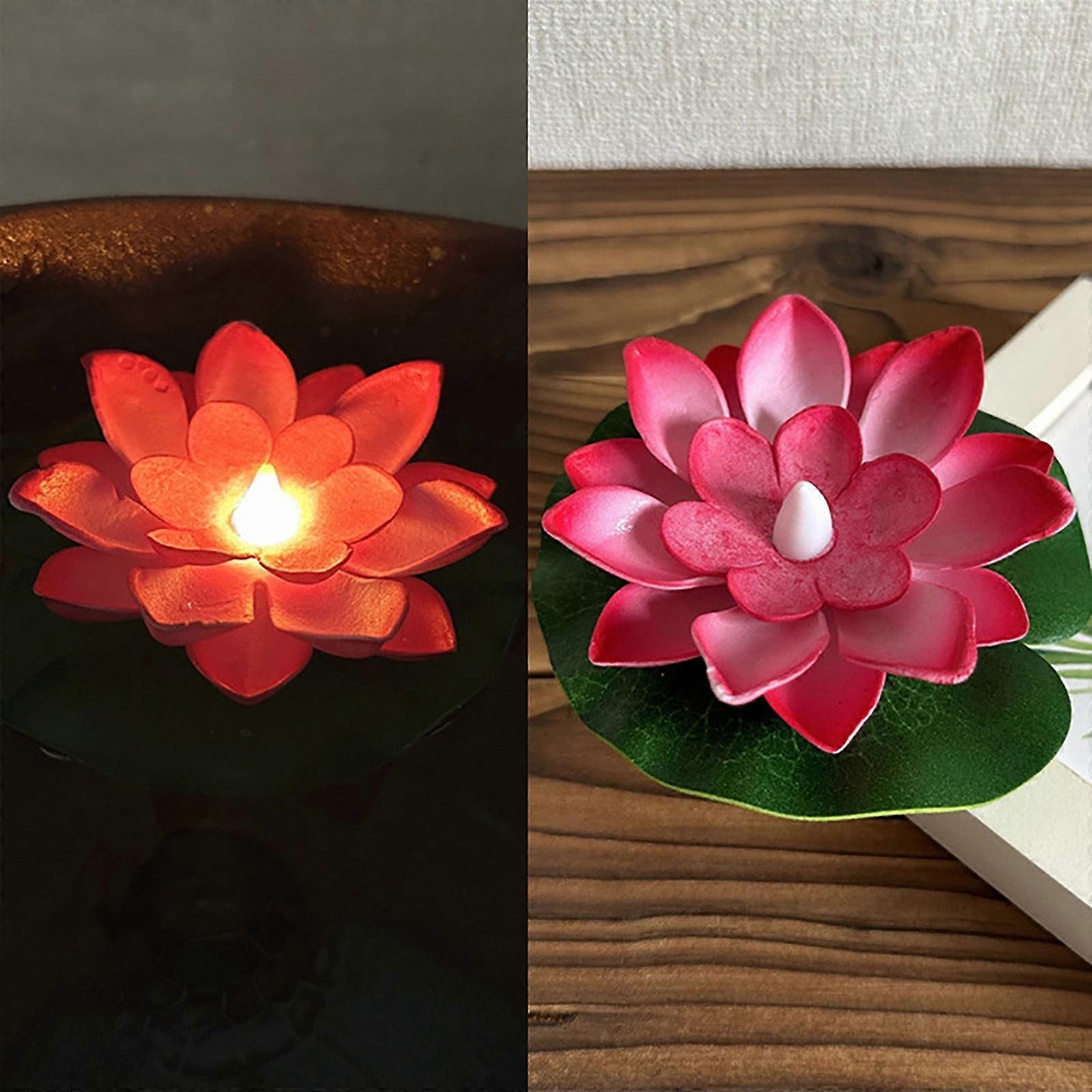 Ycolew Floating Pool Lights, Lotus Lanterns LED Lifelike Lamp, Battery Operated Lily Pad Flower Candle, Pool & Pond Decor