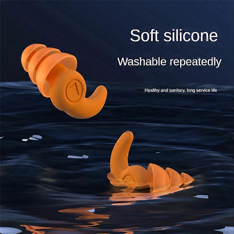 Silicone Earplugs,Waterproof Swimming Ear Plugs,Black+Orange+Blue