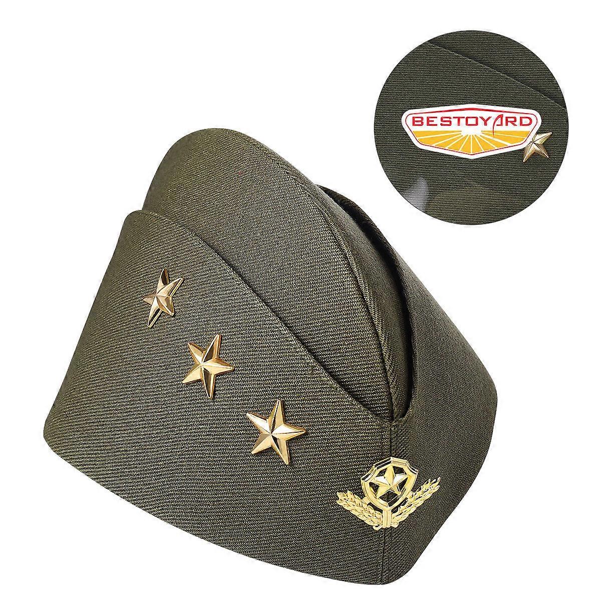 Sailor Dance Hat Berets Military Cap for Party Wear 2Pcs Green Canvas