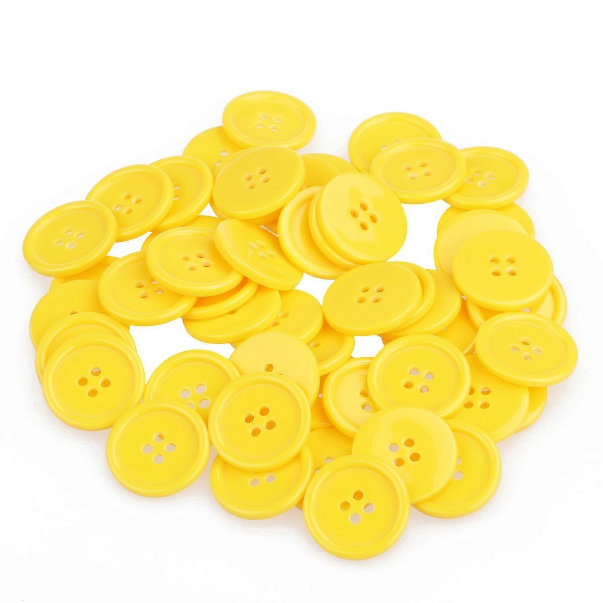 Yellow 4 Hole Resin Sewing Buttons for Scrapbooking 50Pcs Set