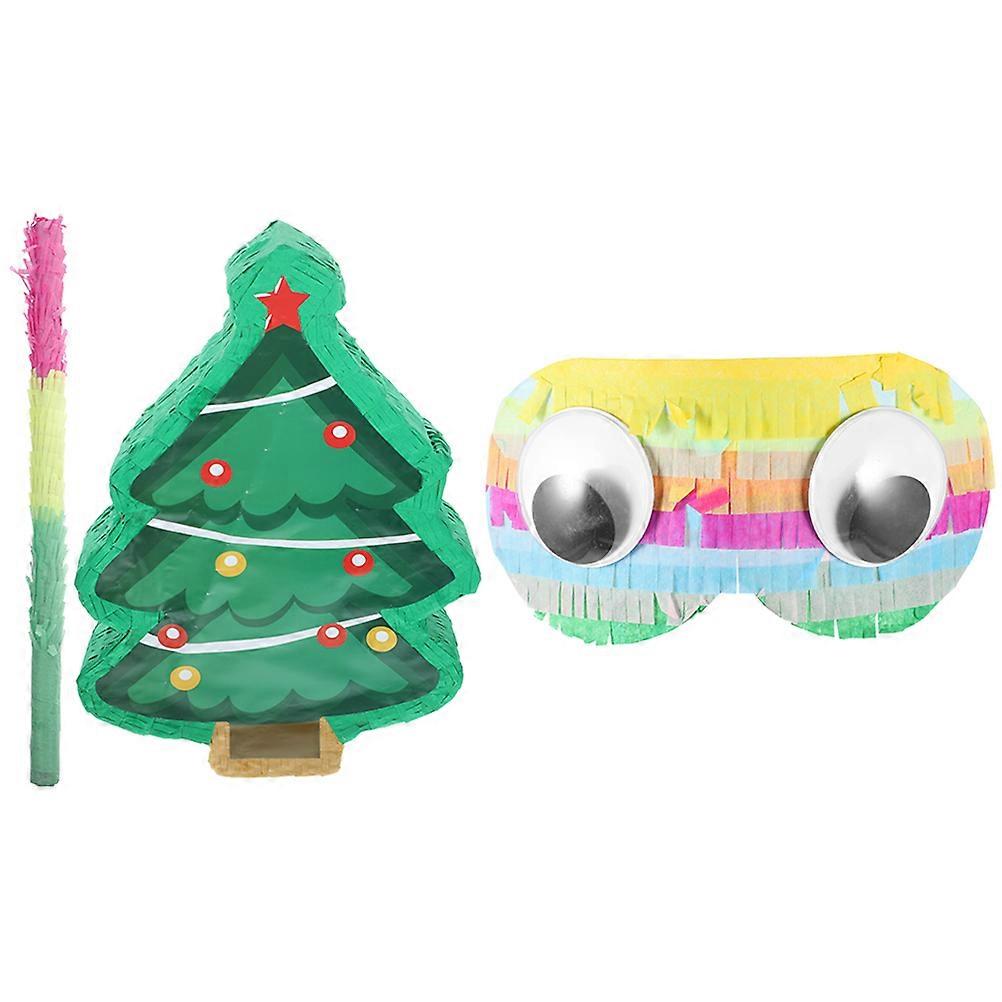 Christmas Party Container For Children 15.7X10.8X5.5In Christmas Tree Shape Game Prop 2 Sets