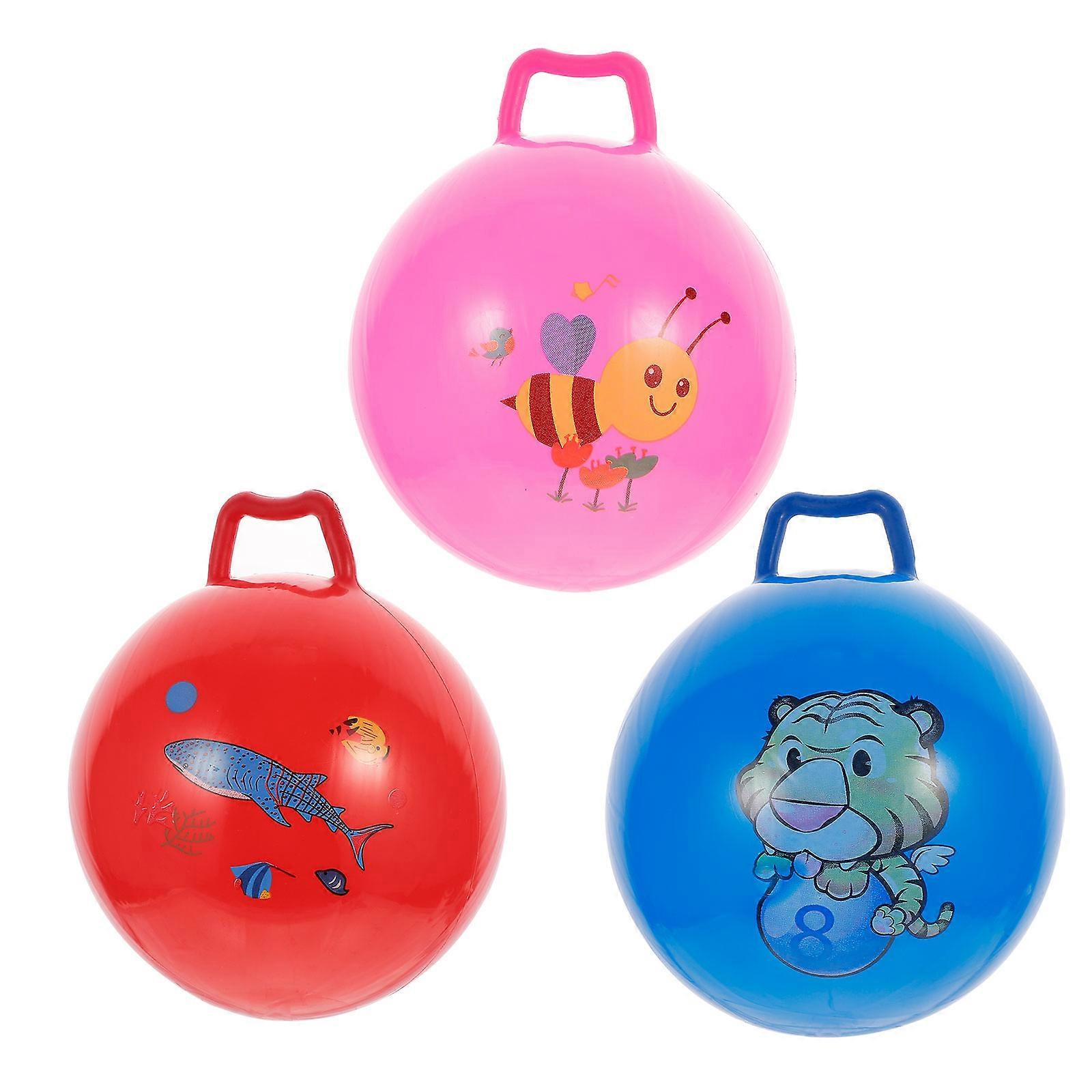 Ball Jumping Ball with Handle for Kids Playing 3Pcs Inflatable Bouncy Toy