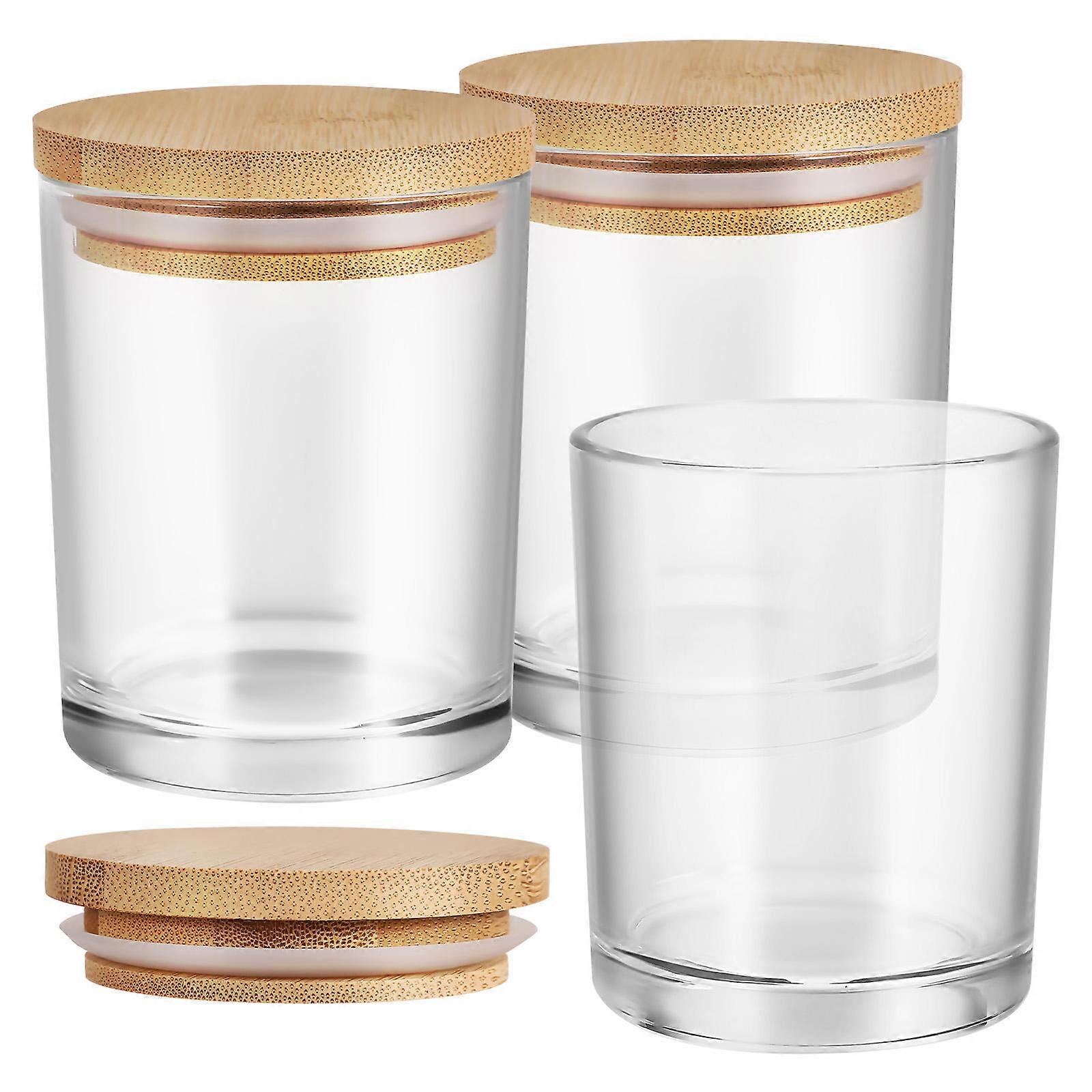 Small Candle Jars Transparent Glass with Lids for Craft Use 9Pcs