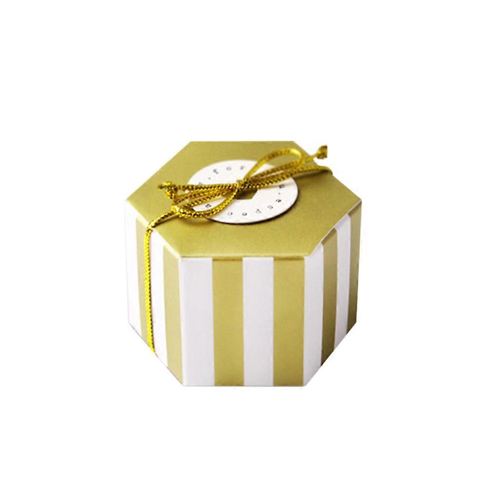 Golden Hexagon Candy Box for Storage Use Paper Material 50Pcs Set