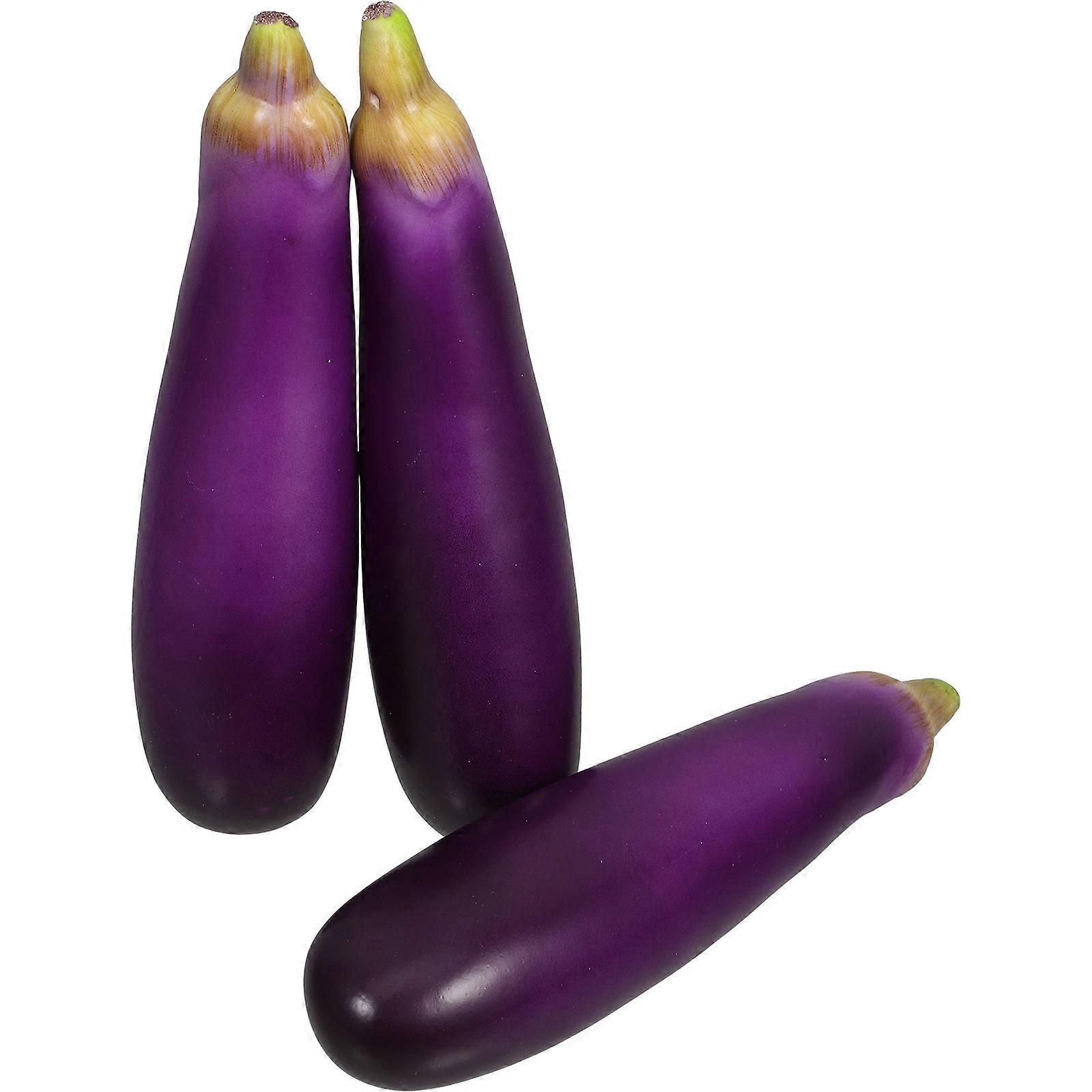 Artificial Eggplants Simulation Vegetable for Home Party Decorations 3Pcs