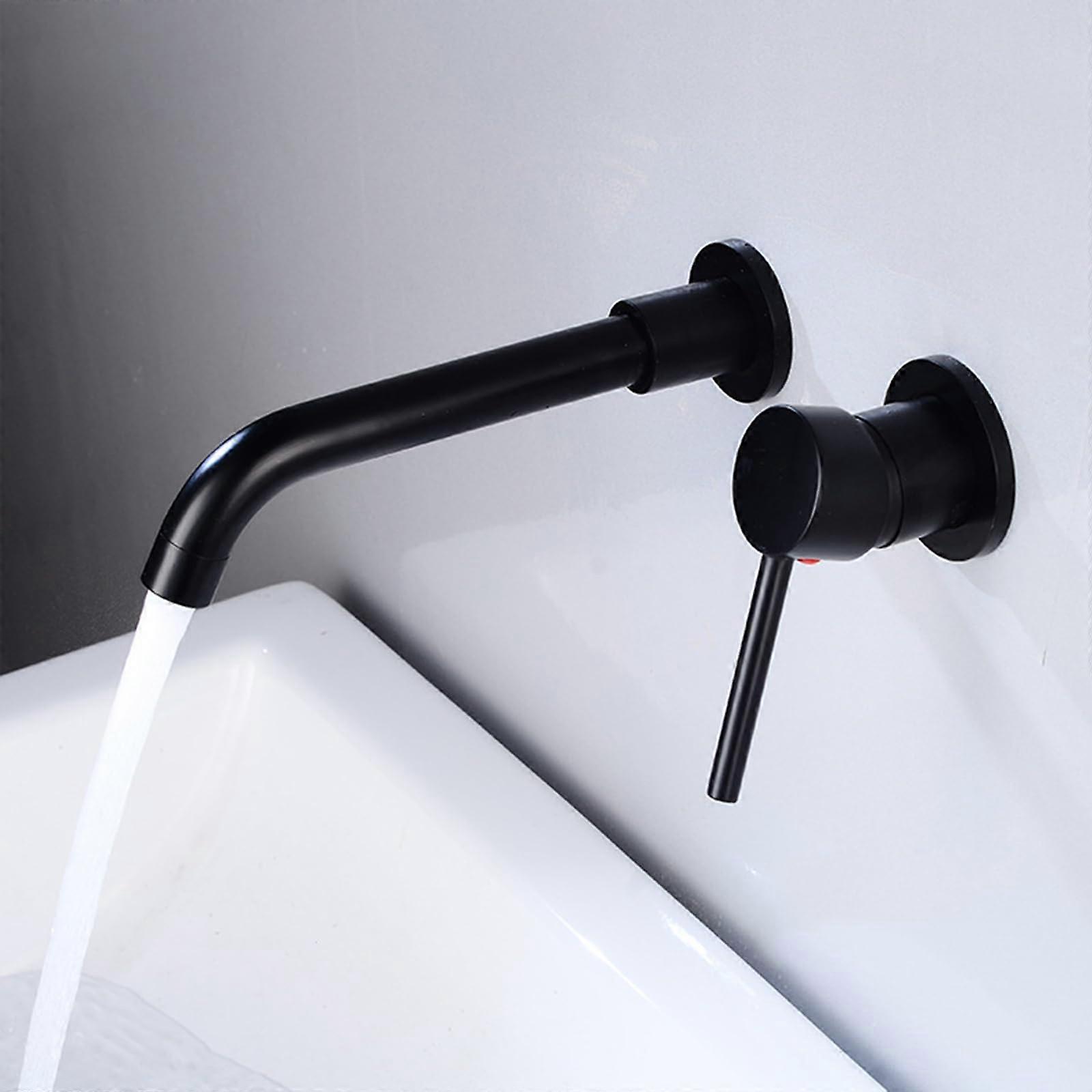 Basin Mixer Tap Concealed Wall Mounted 360 Degree Rotatable Black Lavatory Sink Faucet Bathroom Sink Tap