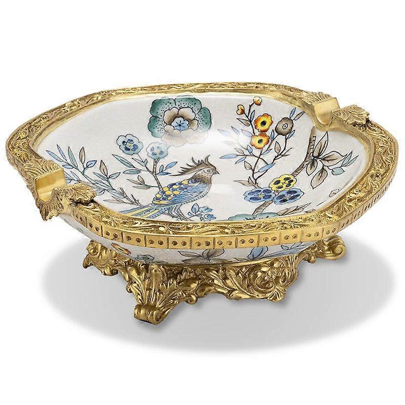 Large Diameter Cigar Ashtray With Copper Detailing