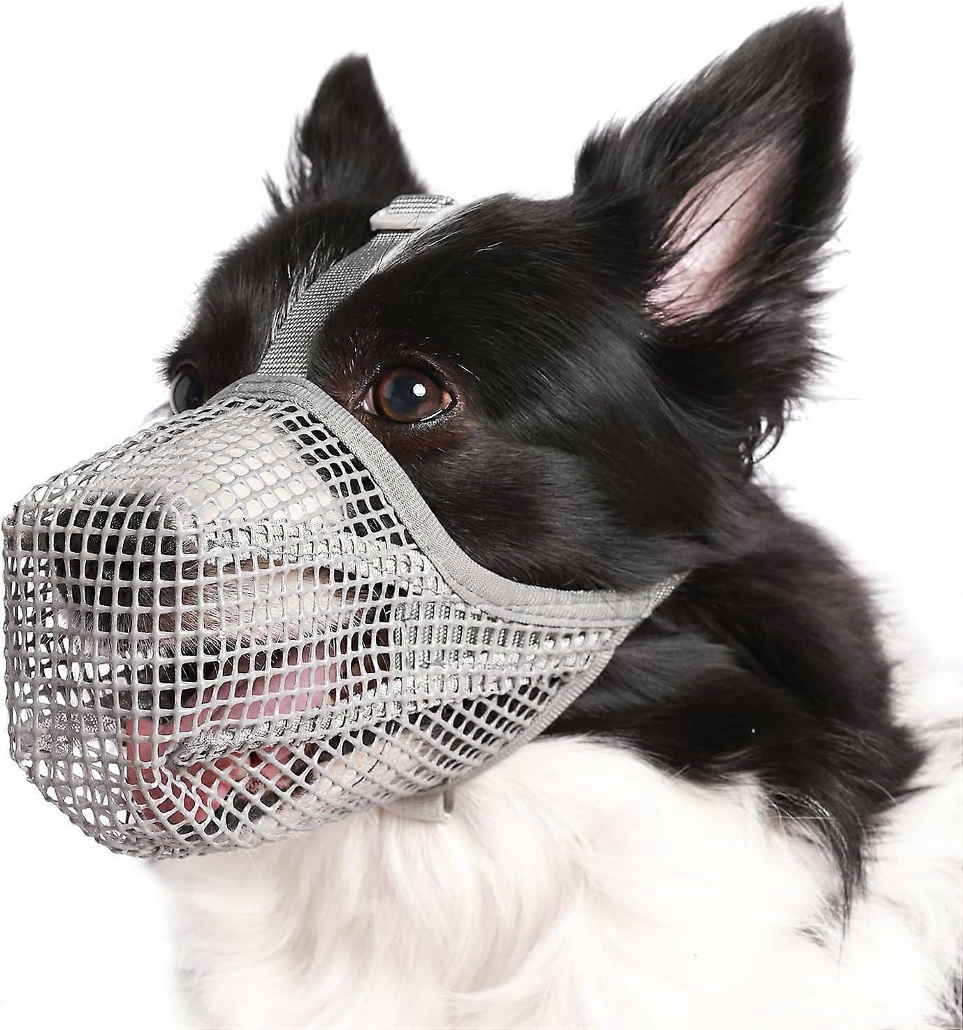 Soft Mesh Dog Muzzle for Small, Medium, Large Dogs - Adjustable, Breathable, Allows Panting & Drinking, Compatible with Labrador, German Shepherd