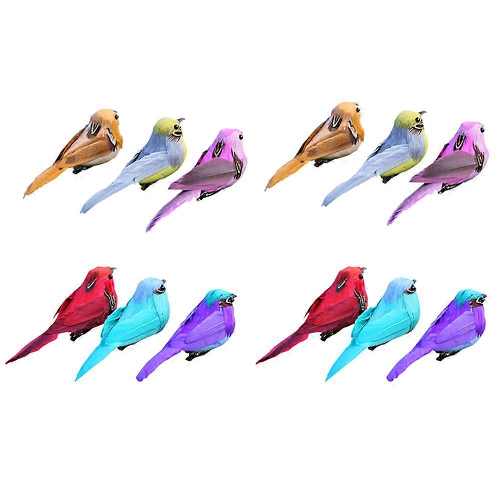 Artificial Bird Decoration Bird Ornament for Yard Decor 12Pcs Set