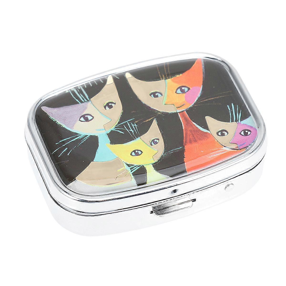 Medicine Organizer Case Metallic for Pill Storage with 2 Compartments 2Pcs