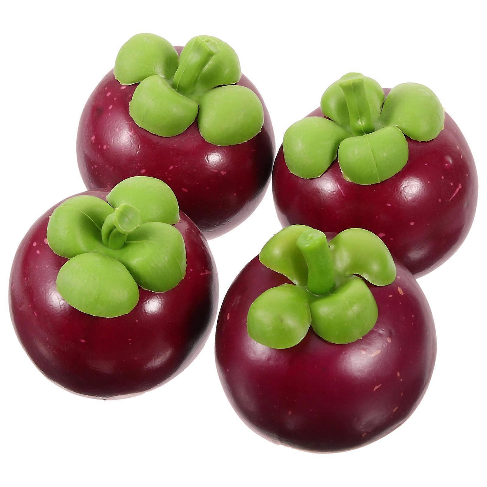 Simulation Mangosteens Fake Mangosteens for Decoration 4Pcs Red Foam Models