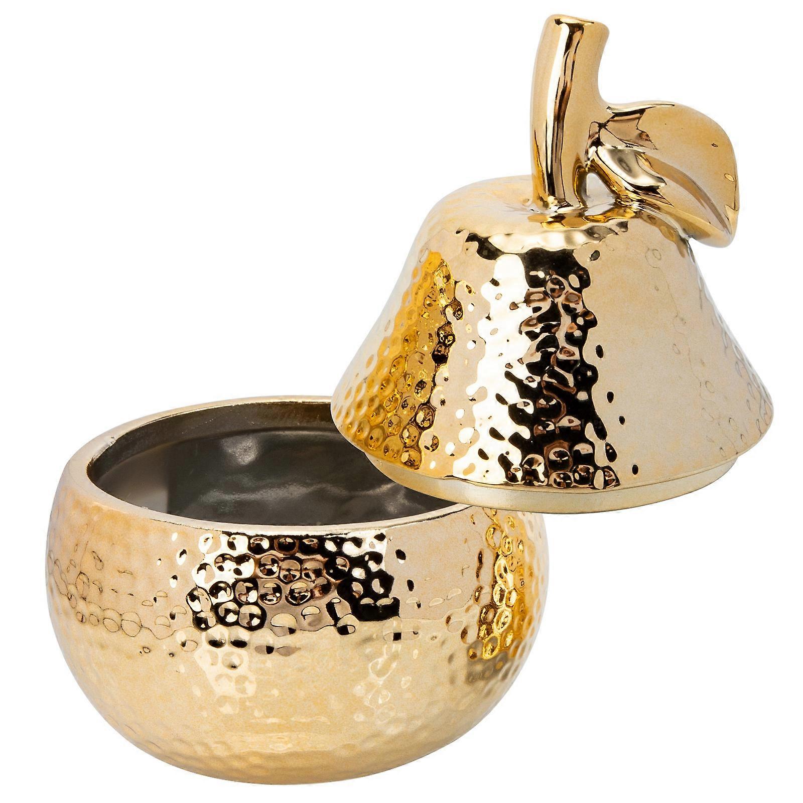 Household Candy Container Ceramic Box for Storage 2Pcs Golden Decorative