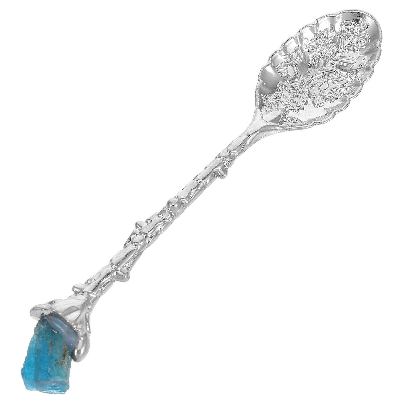 Raw Stone Dessert Spoon for Mixing and Serving 2Pcs Vintage Carved Design