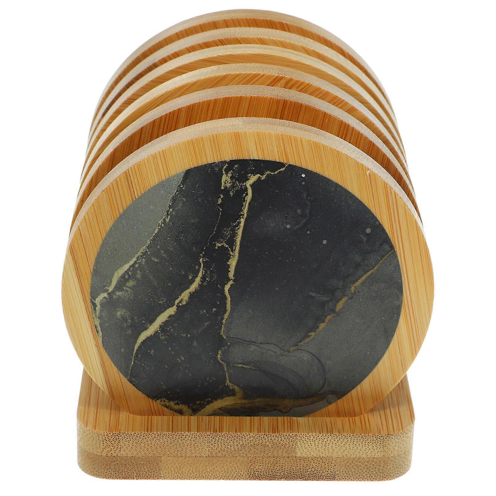 5 Sets Of Round Wooden Coasters For Cups Heat Resistant Mats Suitable For General Consumers