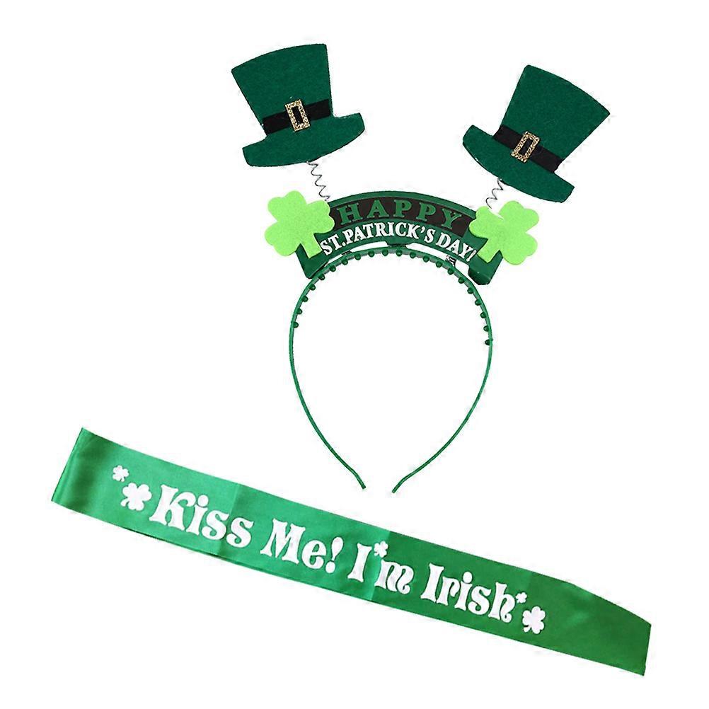 Shamrock Headband Decorative Party Accessory For St. Patrick's Day 20x15x0.5cm Green Circular Band 1 Set