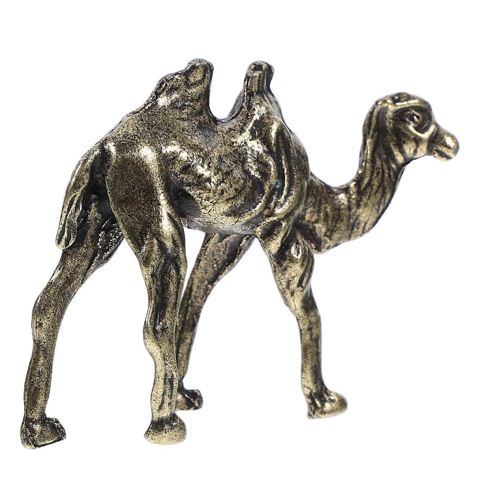 Golden Brass Camel Figurine Camel Shape Figurine for Indoor Decor 2Pcs