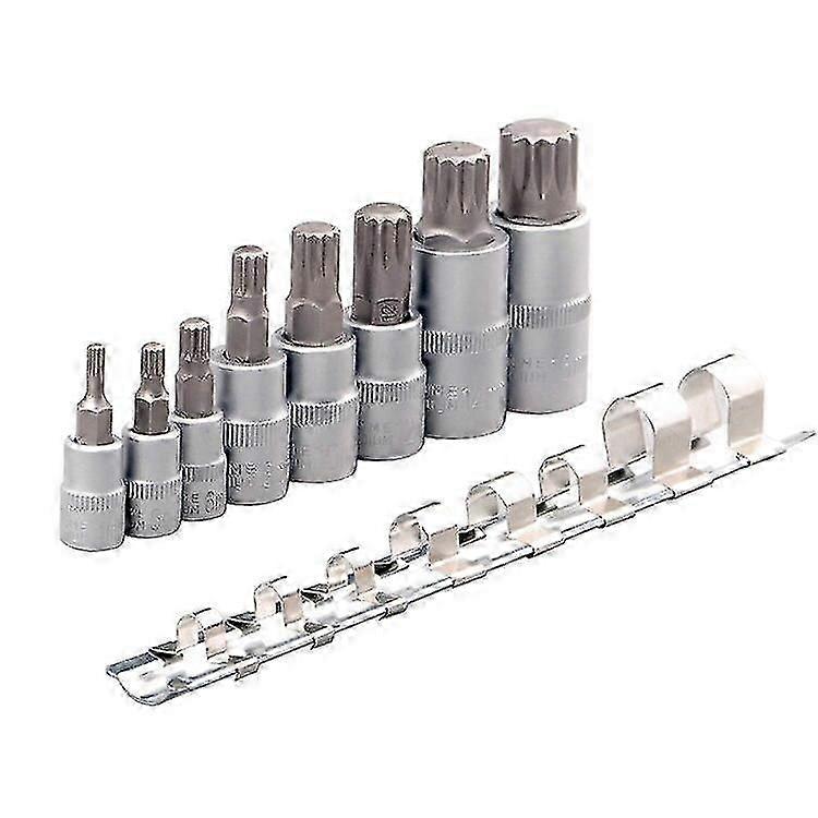 8pcs/set Xzn 1/4" 3/8" 1/2" 12 Point Mm Triple Square Spline Bit Socket M4-m16 Adapter