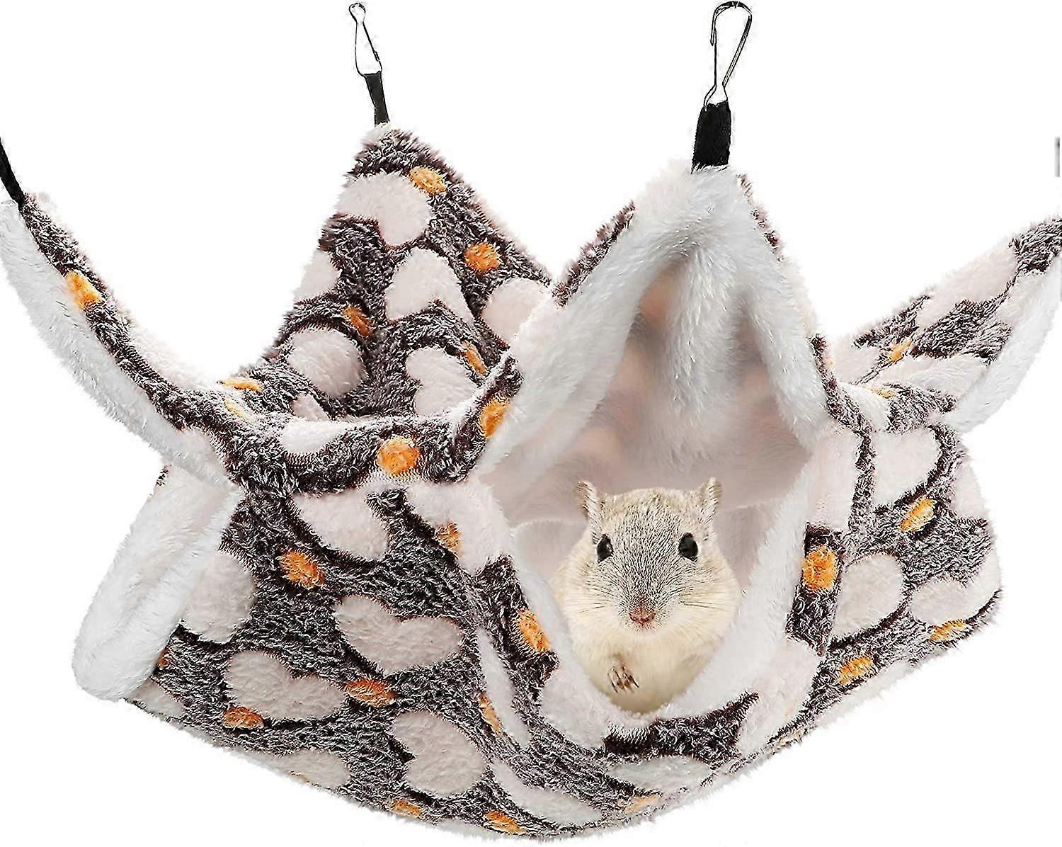 Double Layer Hamster Warming Hammock Hanging Squirrel Sleeping Bag - L- Green