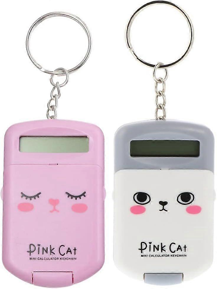2 Pack Mini Electronic Calculator Keychain - 8-Digit Flip Calculator with Key Ring, Perfect for Home, Office & Kids, Brainy Toy for Fun Learning