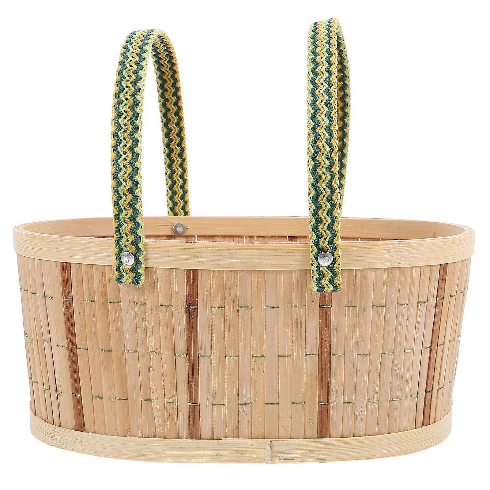 Woven Basket Bamboo Oval Basket for Decor 3Pcs with Handles Included