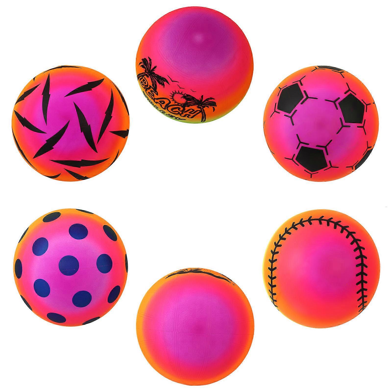 Inflatable Ball Toy Rainbow Balls for Kids Playing 6Pcs Colorful Pool Balls