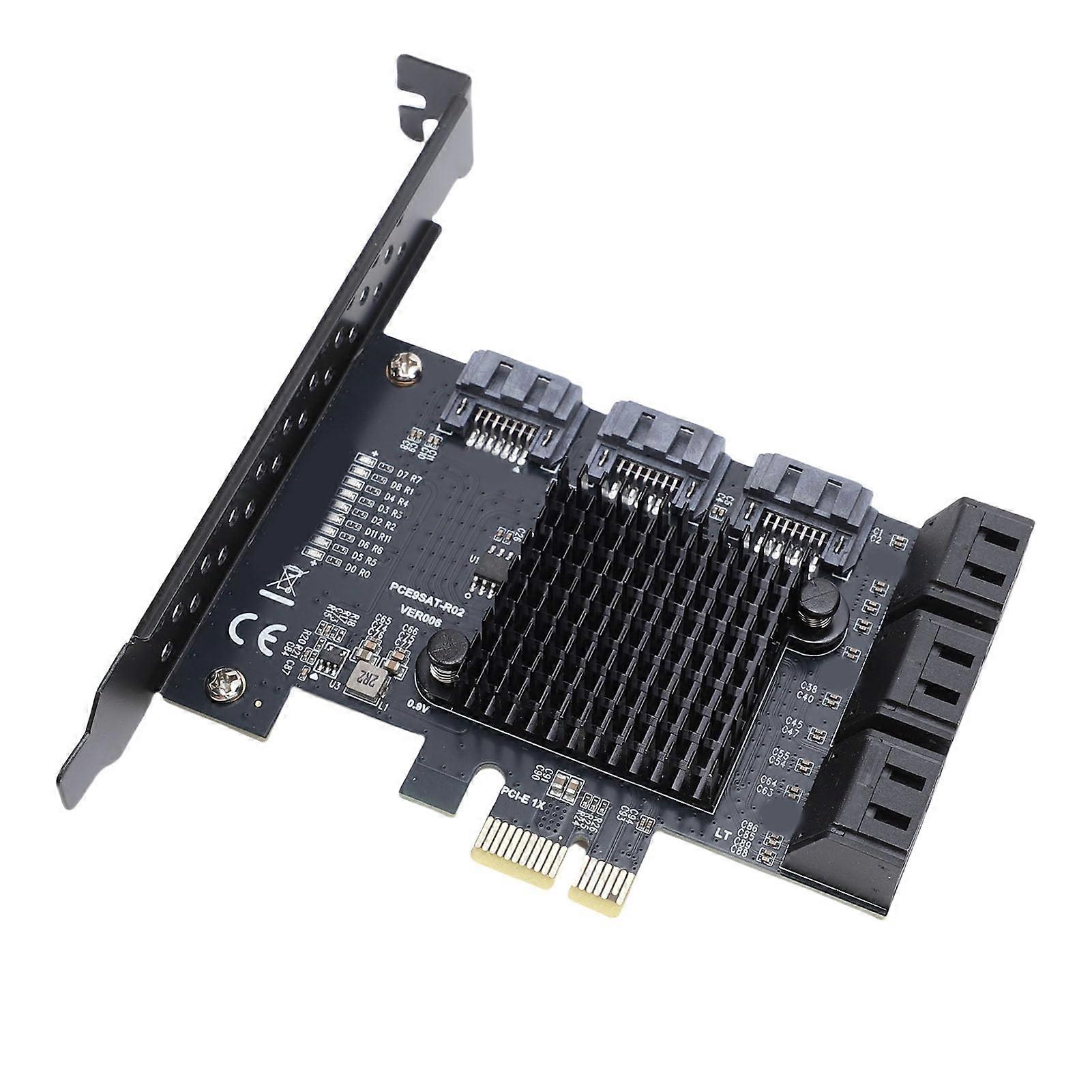 PCIE 1X to 9 Port Serial ATA3.0 Expansion Card 6Gbps PCIe Gen3 Slot