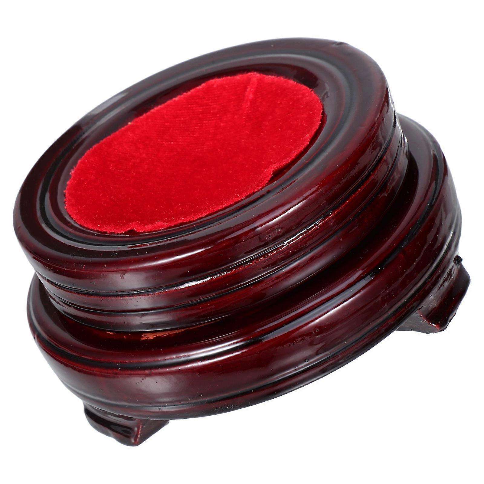 Crystal Display Stand Wooden Rotating Base for Display 2Pcs Double-Layer Red