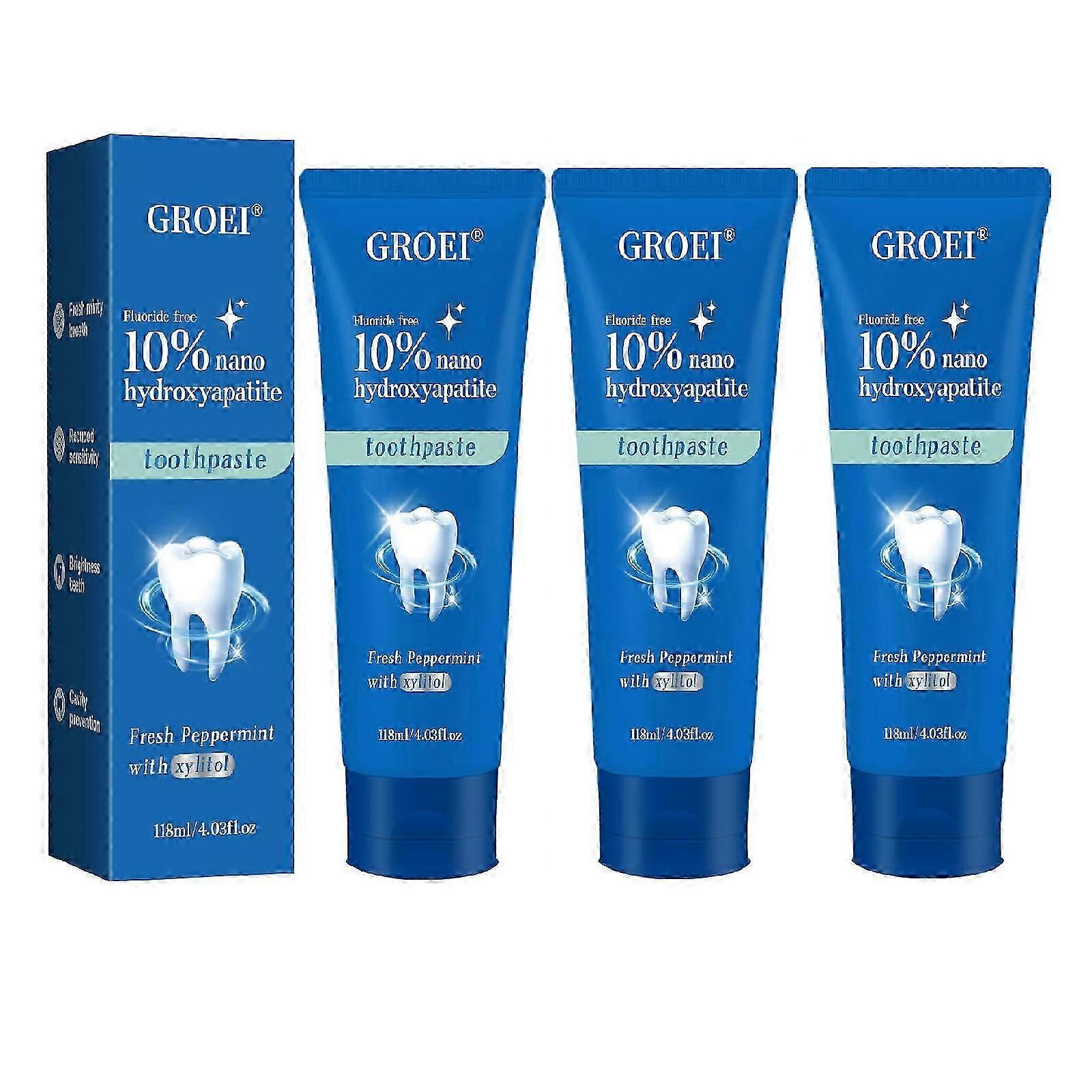 10% Nano Hydroxyapatite Toothpaste, Fluoride Free Toothpaste For Sensitive Teeth, Natural Remineralizing Whitening Toothpaste for Adults