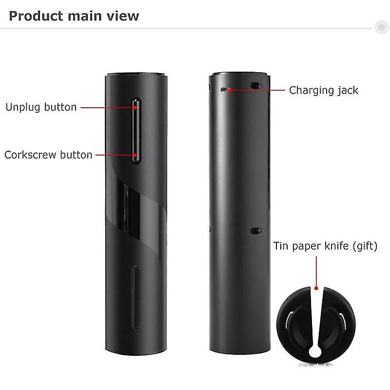 Bottle Openers New Electric Wine Opener Rechargeable Automatic Corkscrew Creative Wine Bottle Openers Black