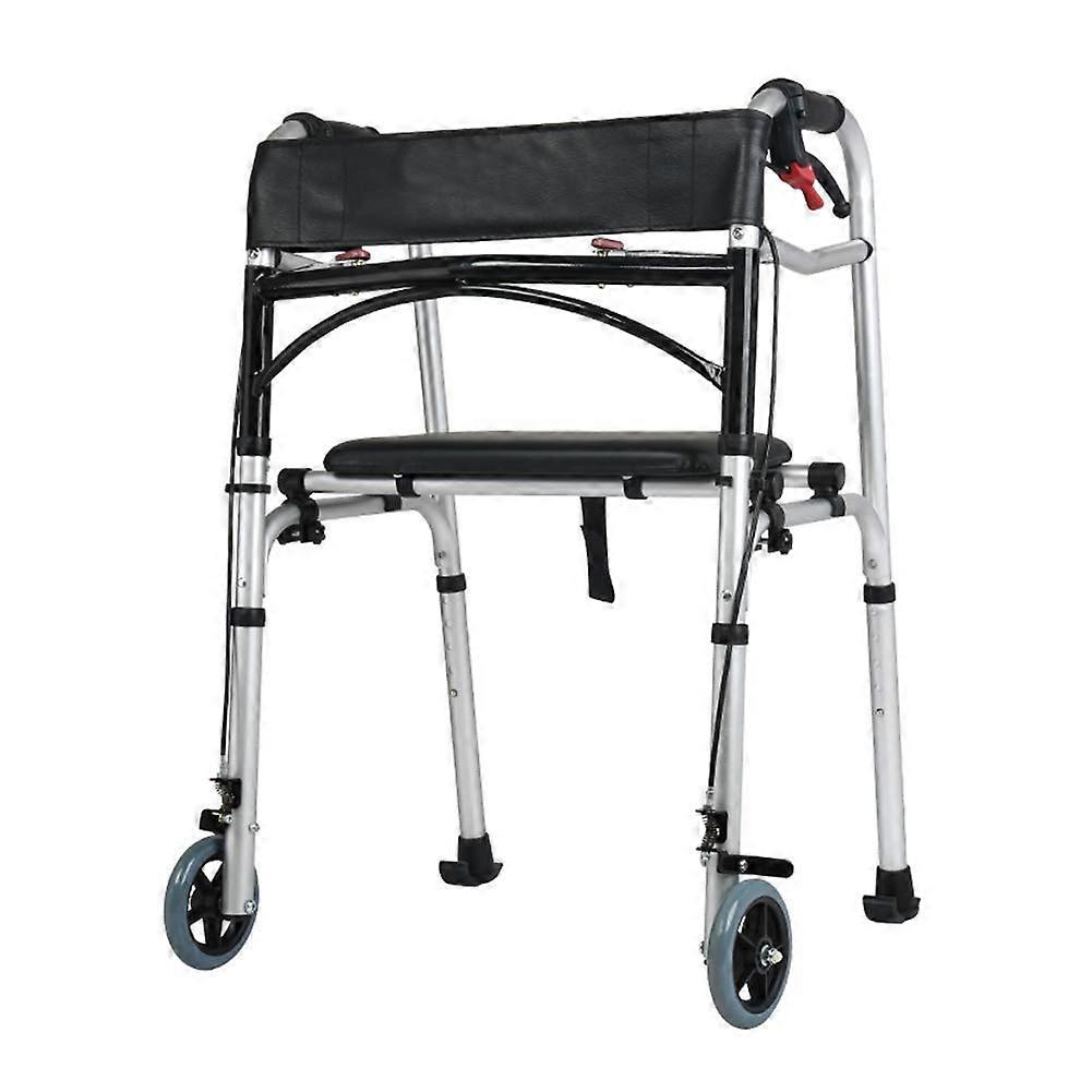 Folding Rollator Adjustable Height Aluminium Mobility Walking Frame With 2 Wheels Hand Brakes Lightweight Waterproof Soft Seat