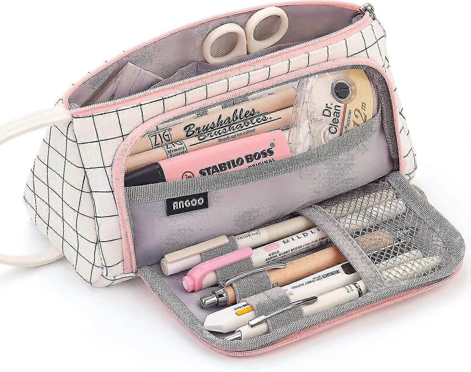 Large Capacity Colored Canvas Storage Pouch Marker Pen Pencil Case Simple Sta