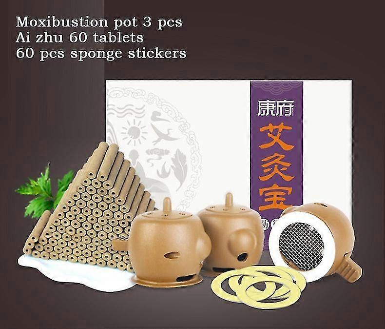 Moxibustion Column 60 Grain+moxibustion Pot 3 Pcs Of Moxa Moxibustion Instrument