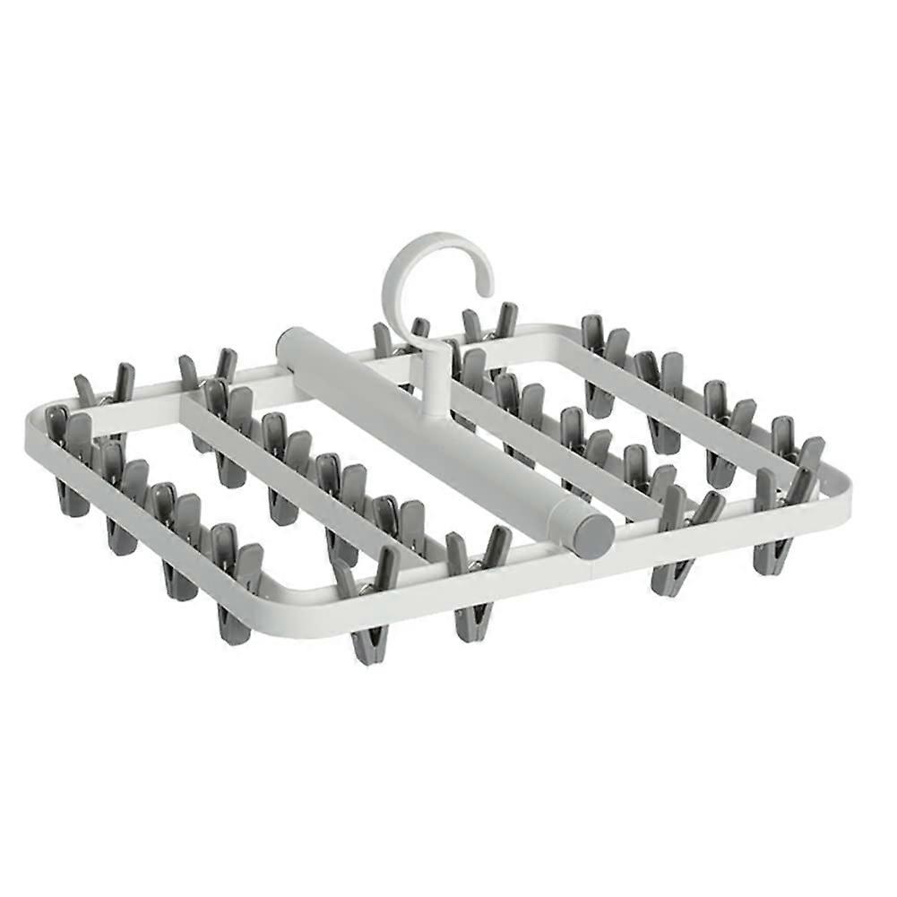 Sock Drying Rack Folding Plastic Hanging Dryer With 24 Clips 2Pack Blue SpaceSaving Portable Laundry Rack