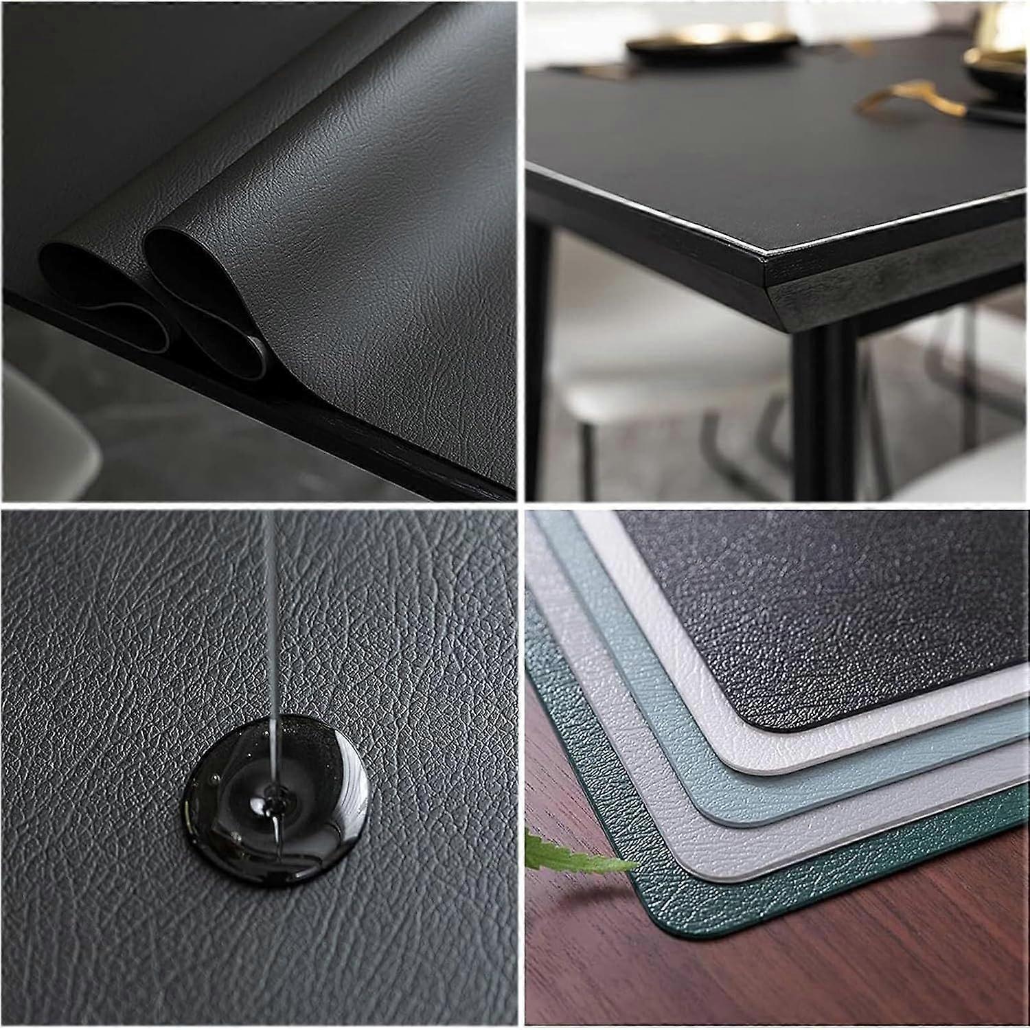 Vinyl Tablecloth Rectangular Waterproof And OilProof Faux Leather Table Mat Dinner Table Protector 100x100cm Brown