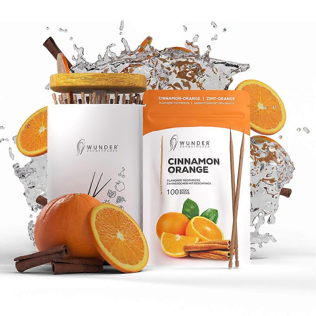 ミラクルつまようじ - 1x シナモン/オレンジ詰め替えミラクルつまようじ フレーバー付き + 1 x ライフスタイルのためのつまようじディスペンサー